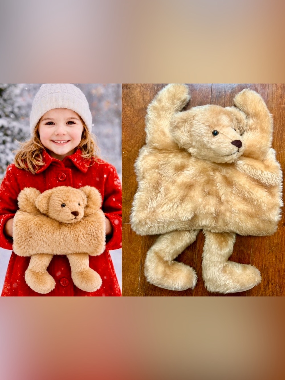 VINTAGE “BEARLY THERE” BY LINDA SPIEGEL TEDDY BEAR HAND WARMING MUFF